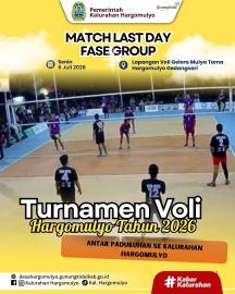 MATCH LAST DAY FASE GROUP TURNAMEN VOLI HARGOMULYO TAHUN 2026